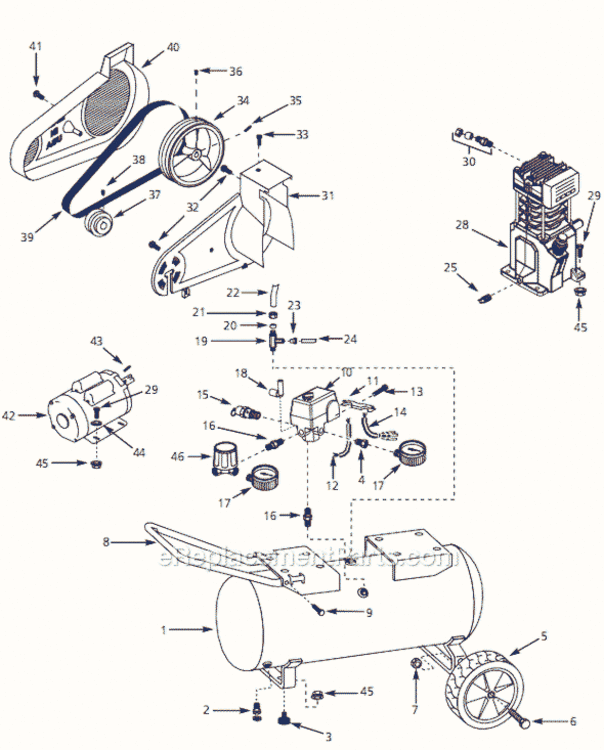 Page A Diagram and Parts List for VX811103 2000 Campbell Hausfeld Compressor